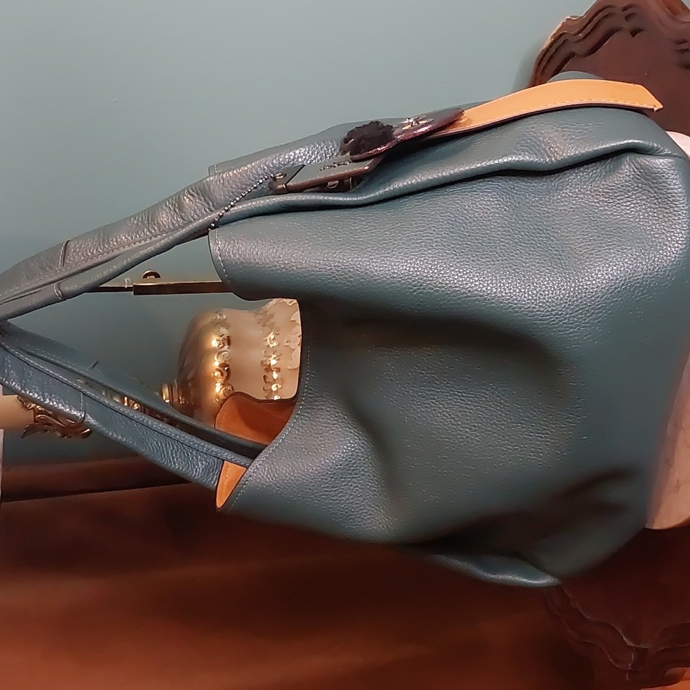Coach 1941 Retired Bandit 39 Dark Turquiose Glovetanned Pebble Leather  Gunmetal - Picture 4 of 13
